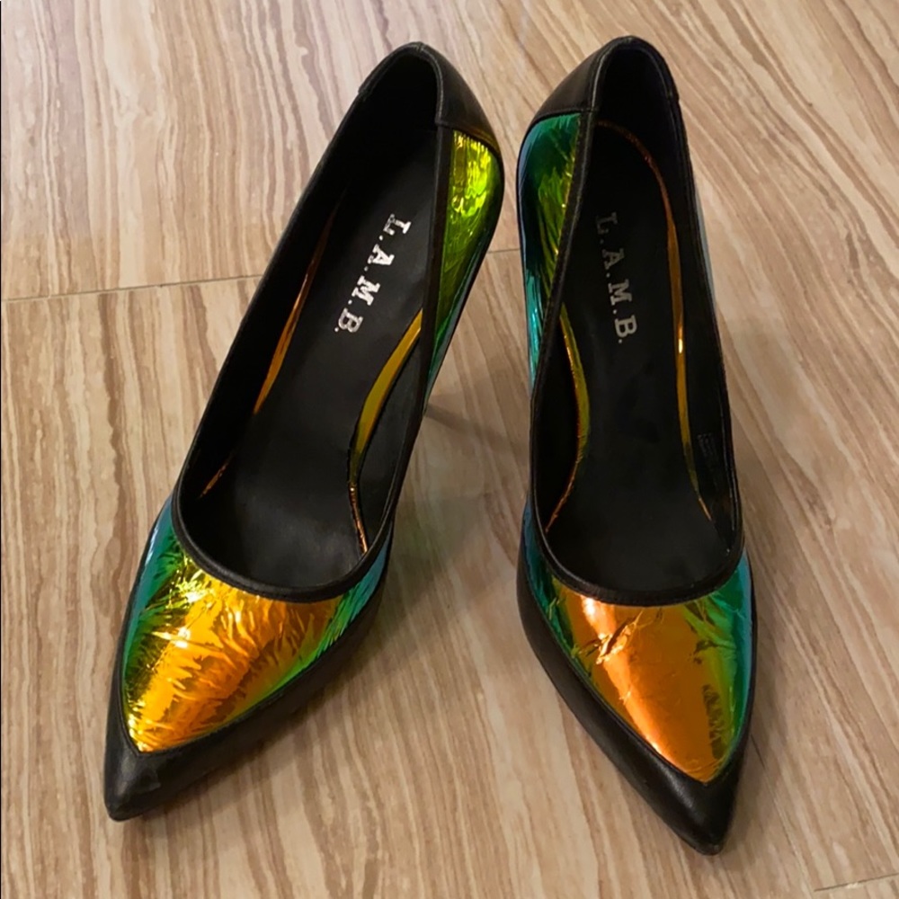 Lamb Pumps Heels Metallic Black 7 37 L.A.M.B.